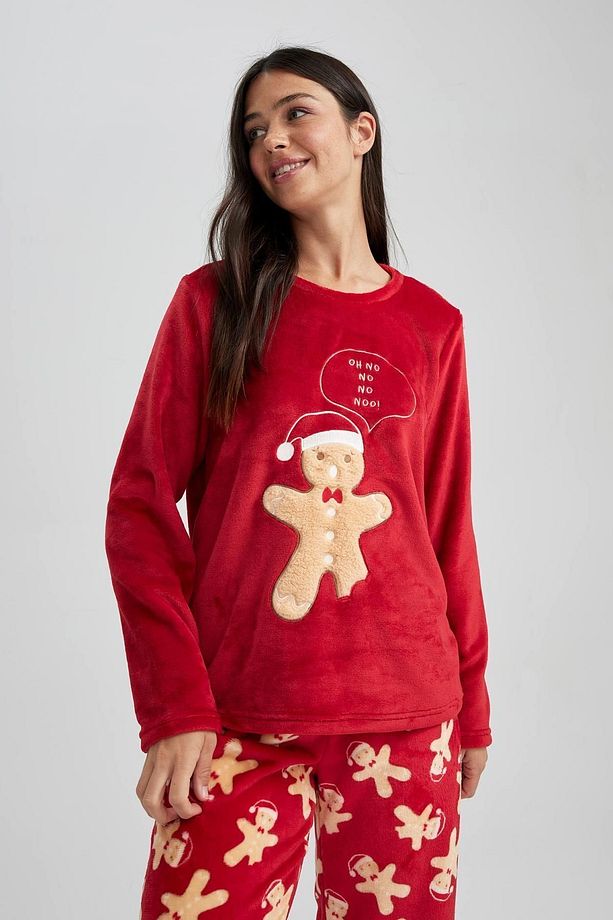 Fall In Love Yılbaşı Temalı Pijama Takımı Polar Uzun Kollu Üst Esnek Belli Uzun Alt A3369ax23wn - 4