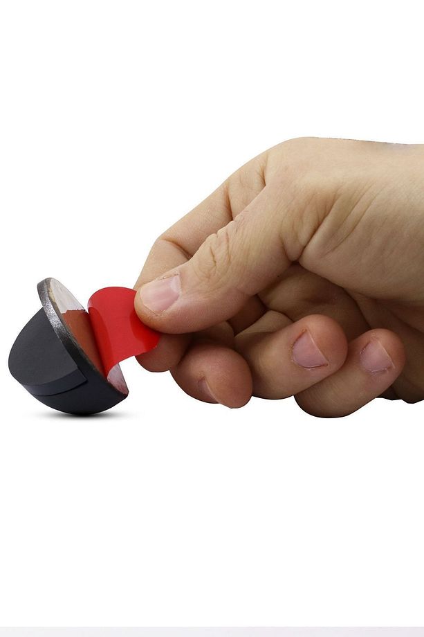 Yarımay Yapışkanlı Kapı Kolu Stoperi Tamponu Metal Kapı Stopu Durdurucu Tutucu Tutacağı Mat Siyah - 6