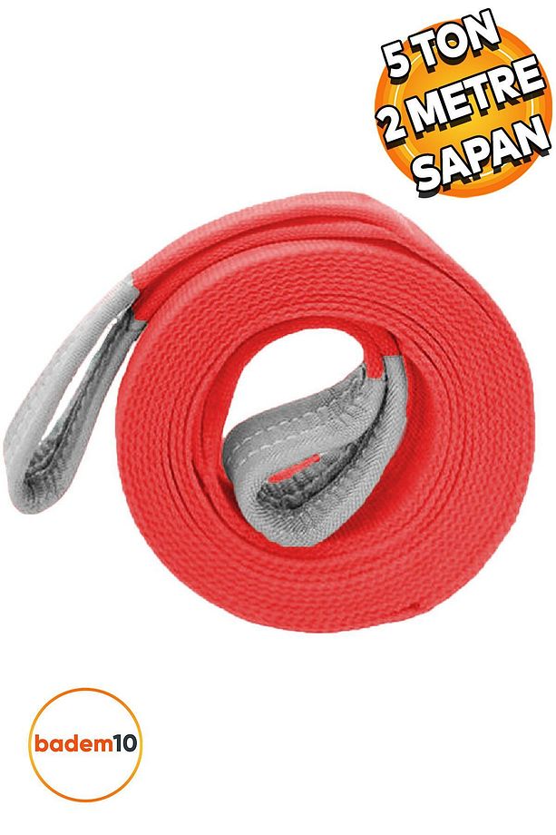 Sapan Polyester Spanzet 5 Ton 2 Metre Kırmızı Sağlam Yük Kaldırma Taşıma İndirme Halat - 1