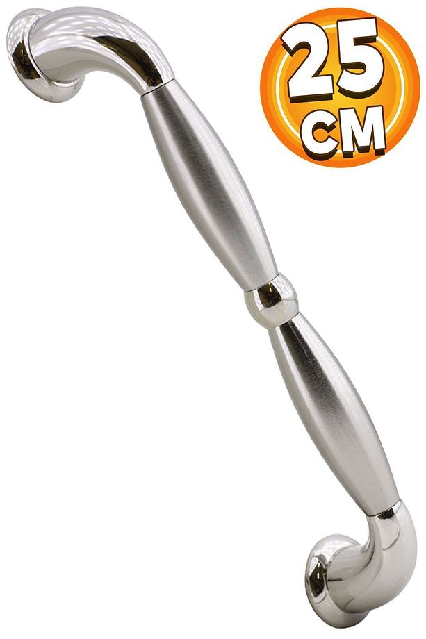 Zeplin Sürgülü Kapı Çekme Kolu Tutma Kulpu Kulbu Çelik Dış Kapı Tutamağı Nikel Saten Kulp 25.5 Cm - 1