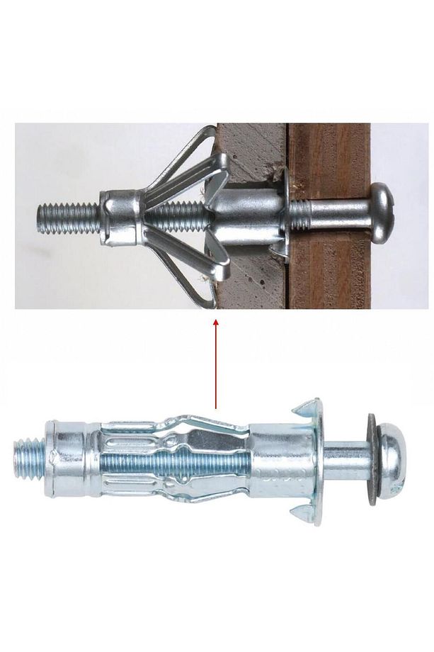 Çelik Alçıpan Ve Boşluk Dübel Tuğla Duvar Bims Paraşüt Dübeli 4x46 Metal 5 Adet - 5