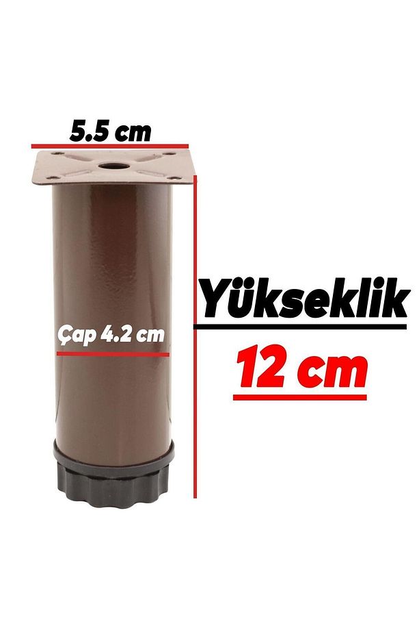 Ayarlanabilir Mobilya Kanepe Baza Koltuk Metal Destek Yükseltici Kahve Ayağı 12 cm Ayakları 4 Adet - 3