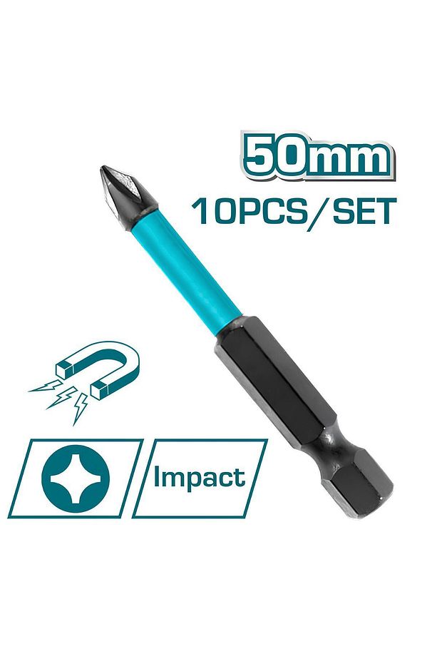10 Adet Mıknatıslı Yıldız Bits Uç Ph2 50 mm S2 Çeliği Vidalama Sökme Ucu 5 Cm Matkap Bits Ucu - 3