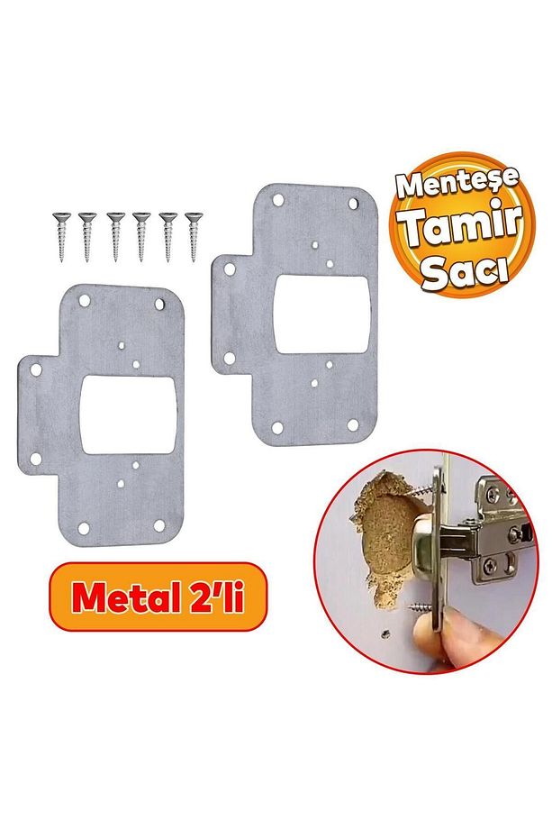 Dolap Kapak Taş Menteşe Tamir Sacı Pratik Onarım Kiti Yuva Tablası 6,5x9 - 1