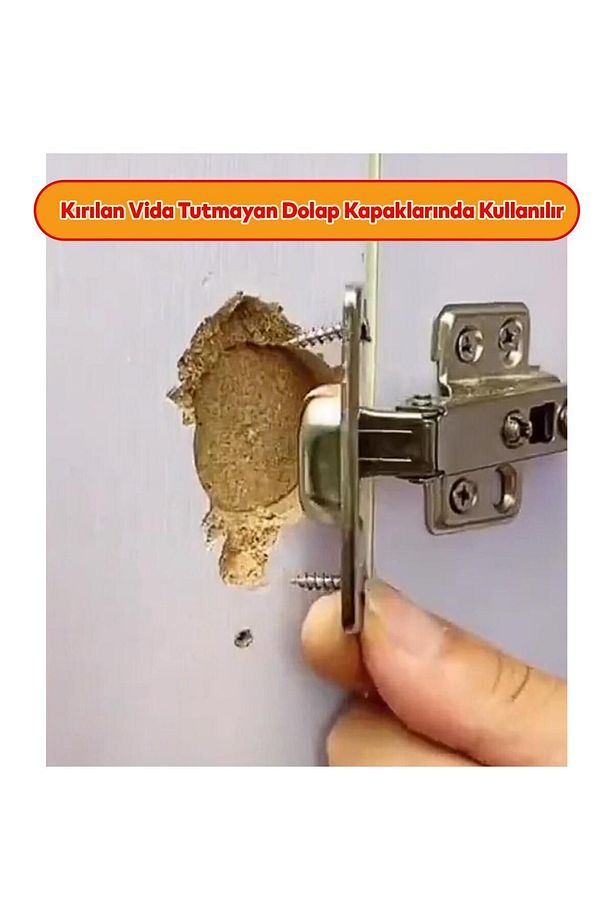 Dolap Kapak Taş Menteşe Tamir Sacı Pratik Onarım Kiti Yuva Tablası 6,5x9 - 5