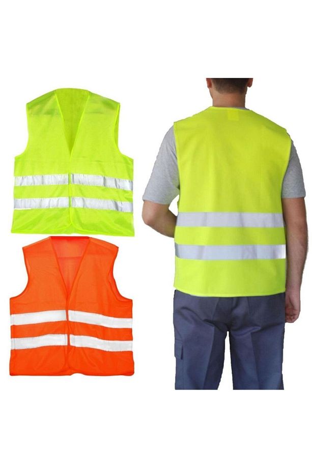 Ikaz Yeleği Fosforlu 5 Cm Reflektörlü Turuncu Görevli Işçi Güvenlik Yeleği - 3