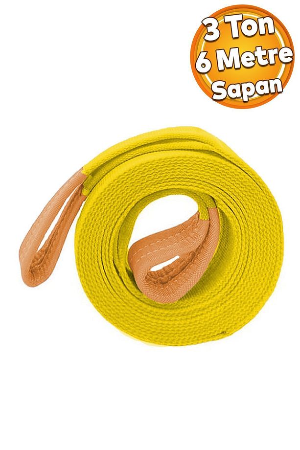 Spanzet Sapan Polyester Sarı Renk 3 Ton 6 Metre Sağlam Yük Kaldırma Taşıma İndirme Halat - 1