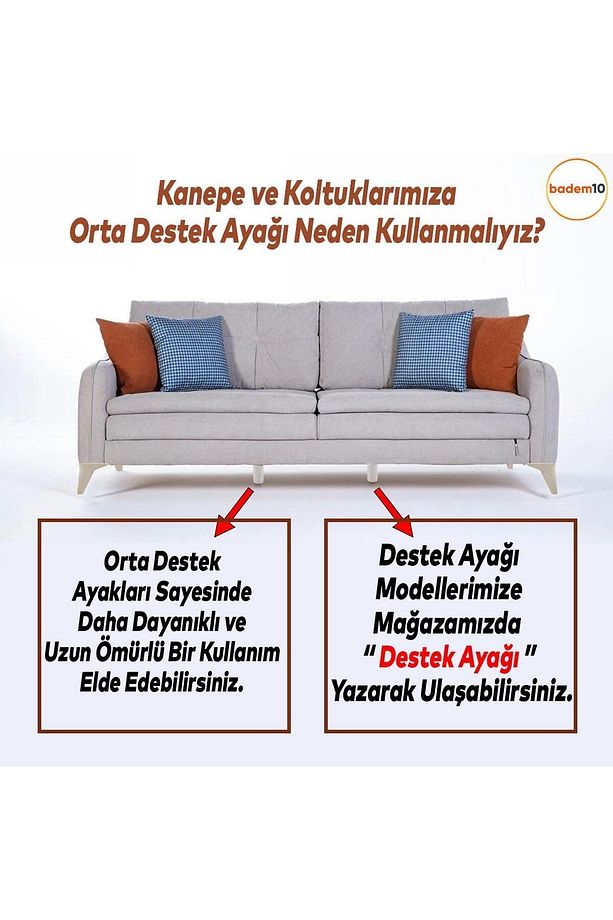 20'li Set Aspen Lüks Mobilya Kanepe Koltuk TV Ünitesi Yükseltici Destek Ayağı Ayakları 12 cm Krem - 2