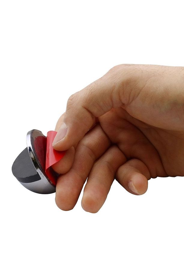 Yarımay Yapışkanlı Kapı Kolu Stoperi Tamponu Stop Metal Durdurucu Tutucu Tutacağı Füme 5 Adet - 4
