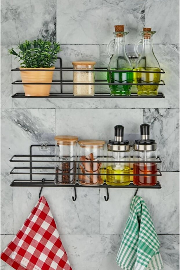 Adhesive 2-piece set bathroom shelf shower shampoo holder wall organizer - bathroom organizer