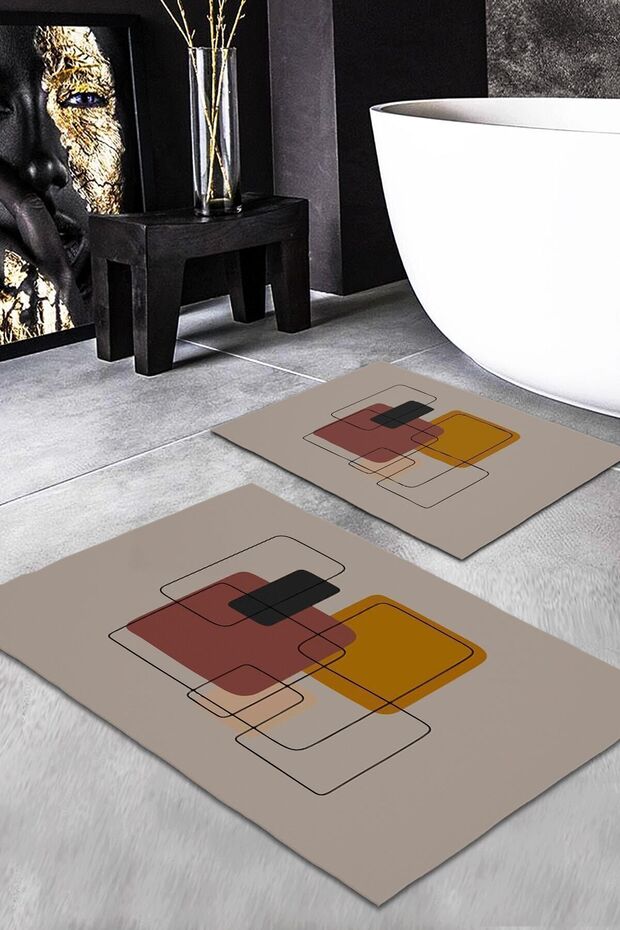 Patterned Bath Mat 2 Pieces 50x60 cm - 60x100cm