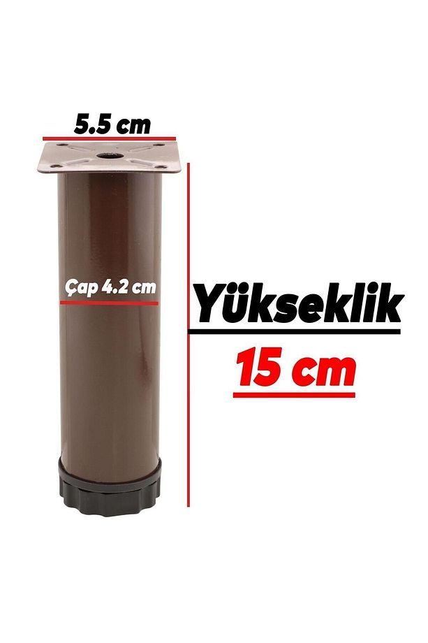 Ayarlanabilir Mobilya Kanepe Baza Koltuk Metal Destek Yükseltici Kahve Ayağı 15 cm Ayakları 4 Adet - 3