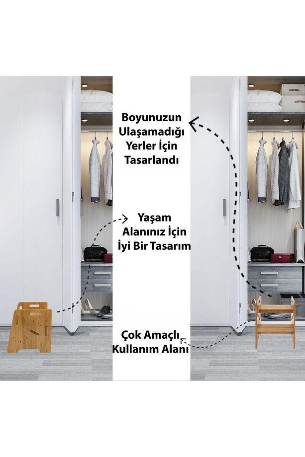 Çocuk / Yetişkin Montessori Ahşap Basamak, Yükseltici, Tabure - 7