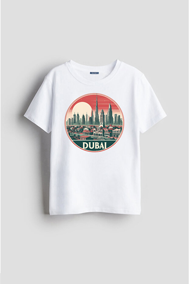 Dubai City Picture Collection Design Printed Text Unisex Kids T-Shirt