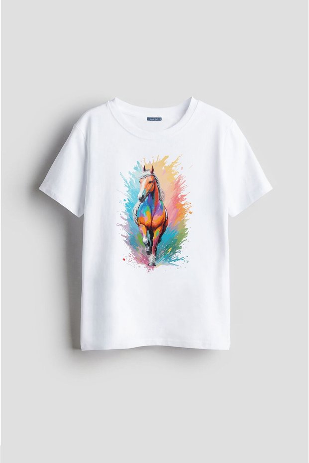 Colorful Horse Oil Painting Collection Design Printed Unisex Kids T-Shirt