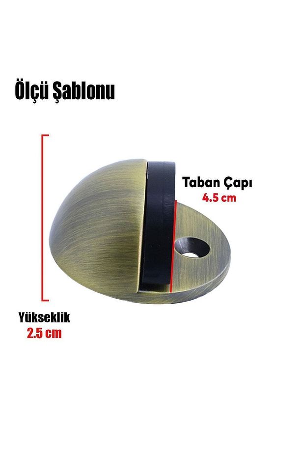 Yarımay Vidalı Kapı Kolu Stoperi Tamponu Metal Kapı Stopu Durdurucu Tutucu Tutacağı Mat Antik - 3