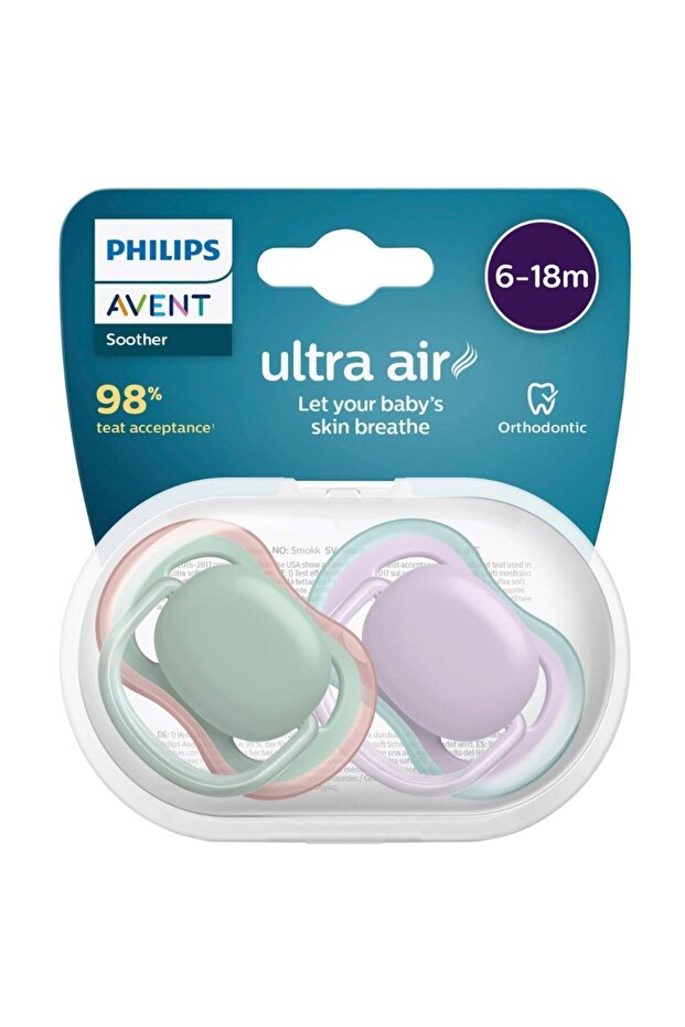 Avent Ultra Air 6-18 Months Girl's Pacifiers - Pack of 2 Scf085/16