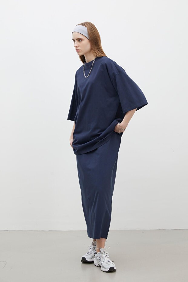 BAVLNĚNÁ SUKNĚ NÁMOŘNICKÁ MODRÁ - 4