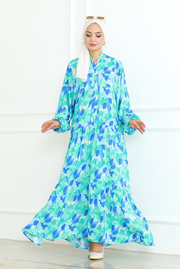 Manolya Hijab Viscose Dress 6064 - Green