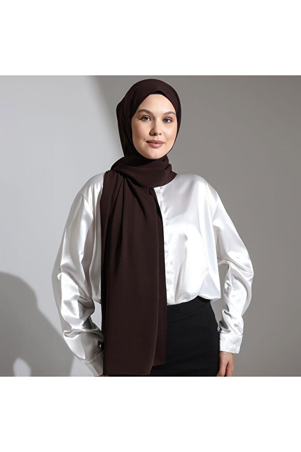 شال حرير الذرة بني مرير - 4