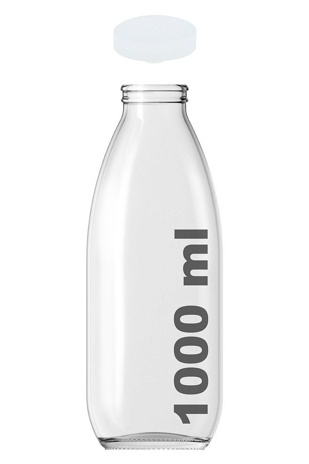 1000 ml Şeffaf Sürahi Süt, Ayran, Su, Limonata, Meşrubat Şişesi 1000 Cc Kapaklı Cam Şişe 1 Adet - 1