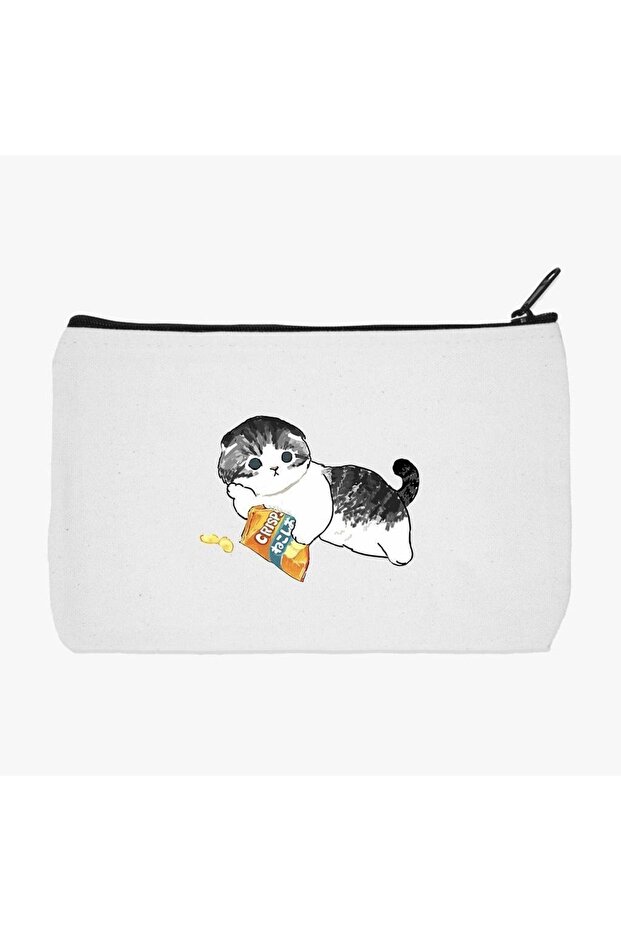 Cat Eating Chips - Pen and Makeup Bag