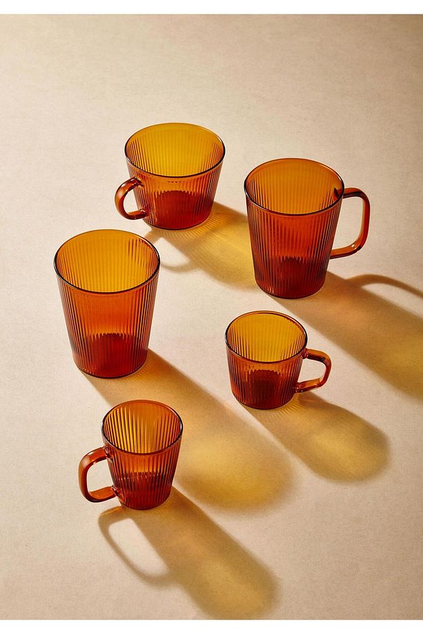 Striped Borosilikat Cam Bardak Amber 400 ml - 4