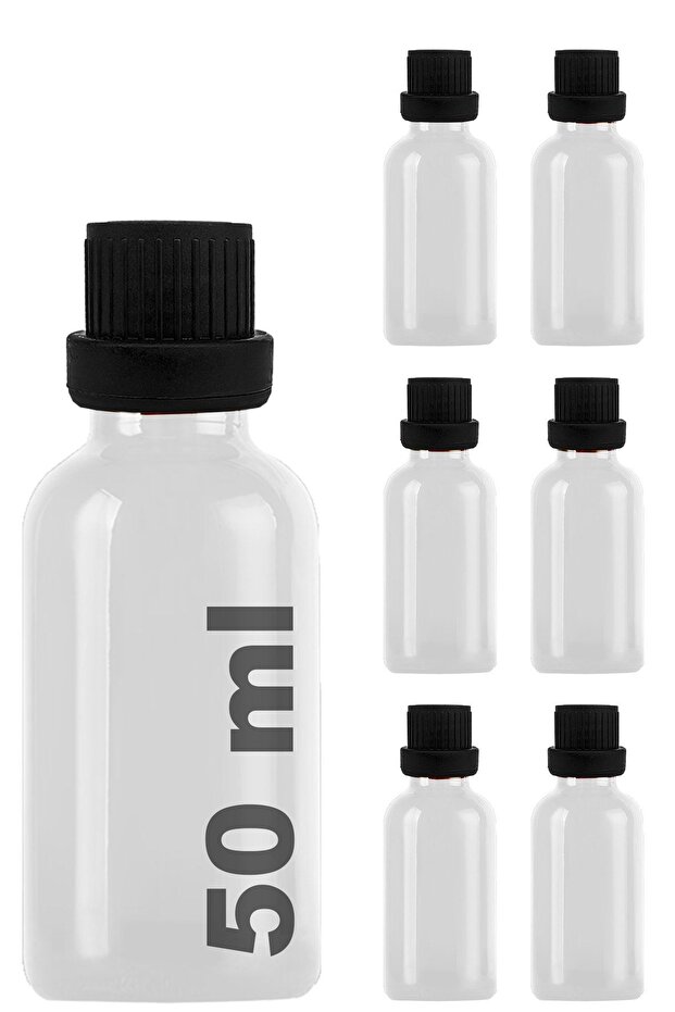 50 ml Clear Leakproof Black Cap 50 Cc White Glass Bottle, 6 Pieces