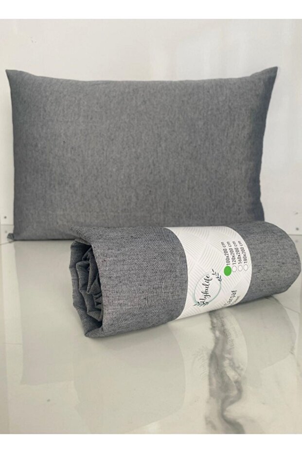 Uykulife Plain Gray Single Elastic Sheet Set
