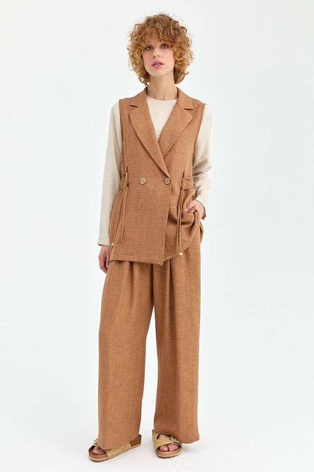 Yelek Bluz Pantolon Takım  Camel - 1