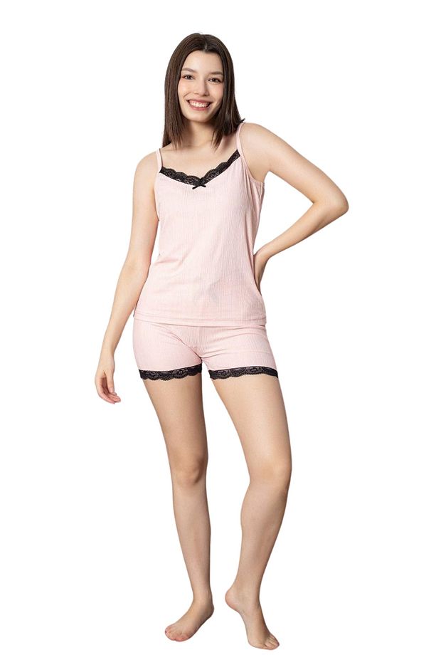 Dreamy Dantel Detaylı İp Askılı Şortlu Pegasus Pijama Takımı - 4