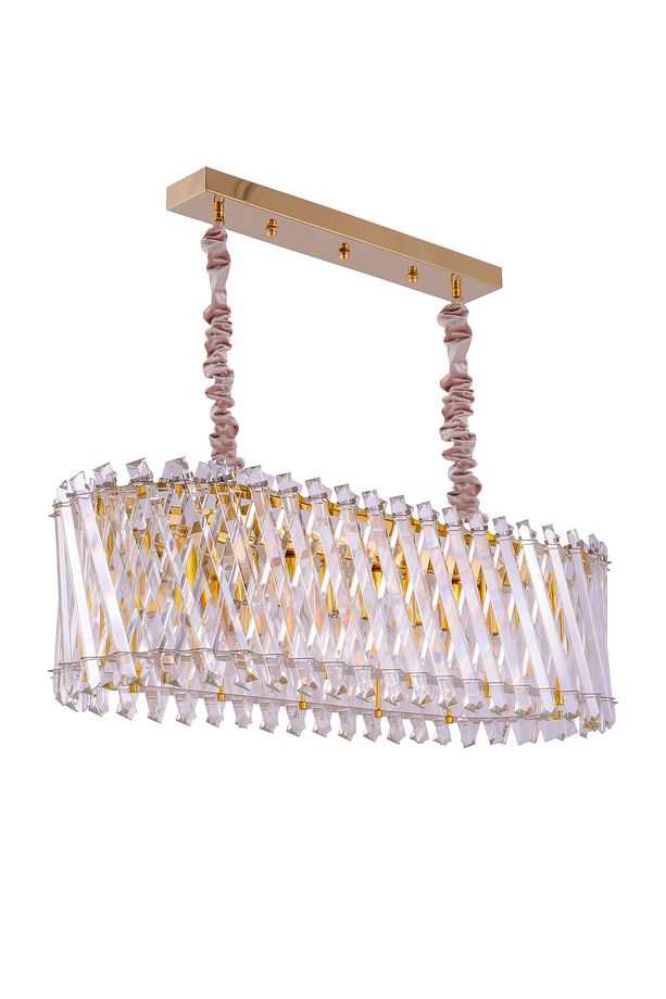 ÇAPRAZ ELİPS KRİSTAL TAŞLI SARI (GOLD) MODERN SARKIT AVİZE - 4