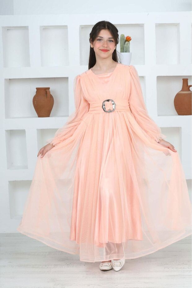 Kız Çocuk Uzun Boydan  Abiye Elbise - 1