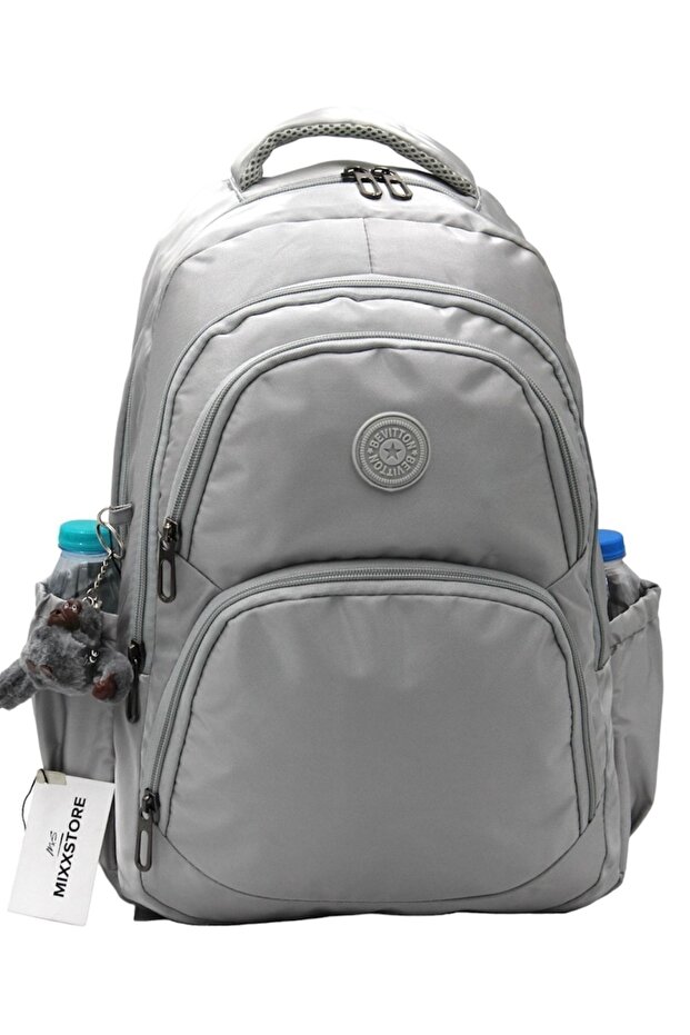 Large Size Silver Unisex Special Satin Water-Repellent Fabric Travel Backpack and School Bag / 346