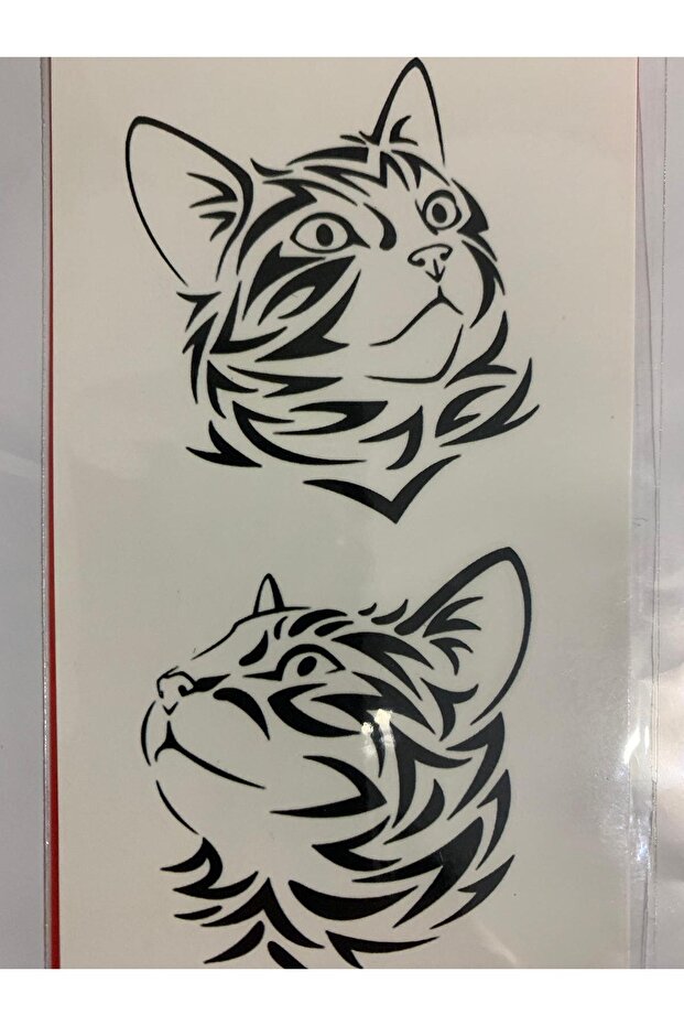 2 Adet Kedi Cat Desenli Minimal Geçici Dövme Tatoo - 3