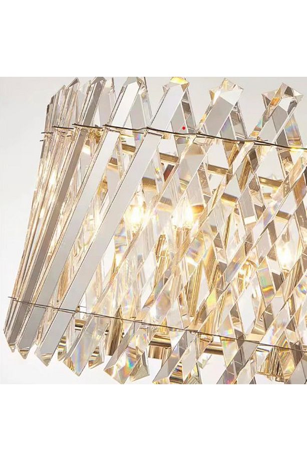 ÇAPRAZ ELİPS KRİSTAL TAŞLI SARI (GOLD) MODERN SARKIT AVİZE - 5