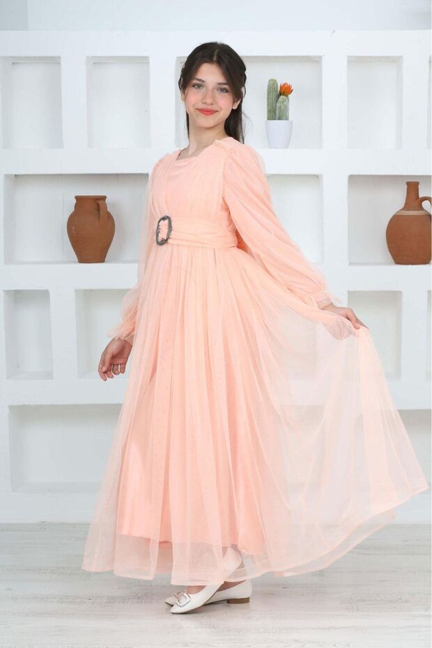 Kız Çocuk Uzun Boydan  Abiye Elbise - 4