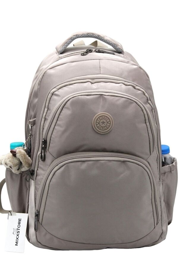 Large Size Taupe color Color Unisex Special Satin Water-Repellent Fabric Travel Backpack and School Bag / 346