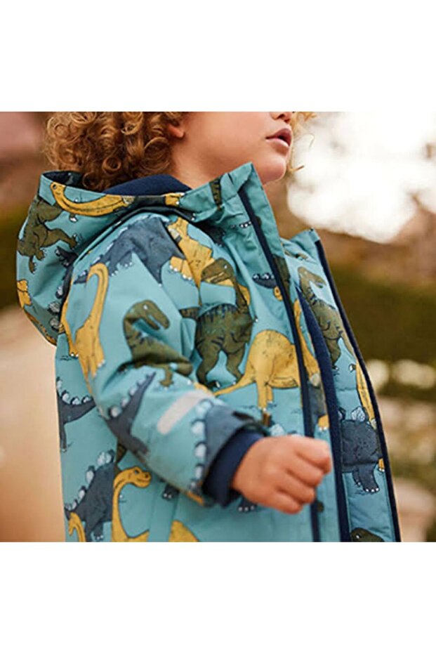 Dinosaur Printed Coat Coat Waterproof Fabric