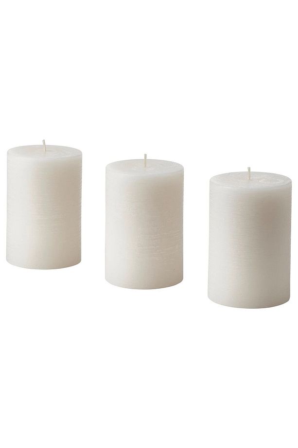 3 Adet Blok Mum Kokulu Yükseklik 10 cm + 3 Adet Cam Mum Tabağı 10x10 Cm İkea Dekoratif Mum Seti - 3