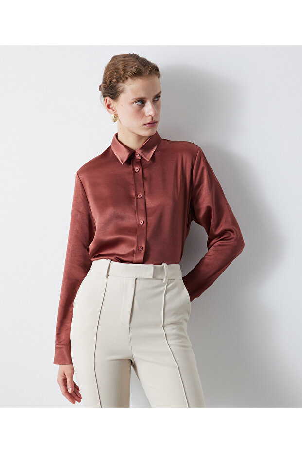 Woven Brick Color Shirt