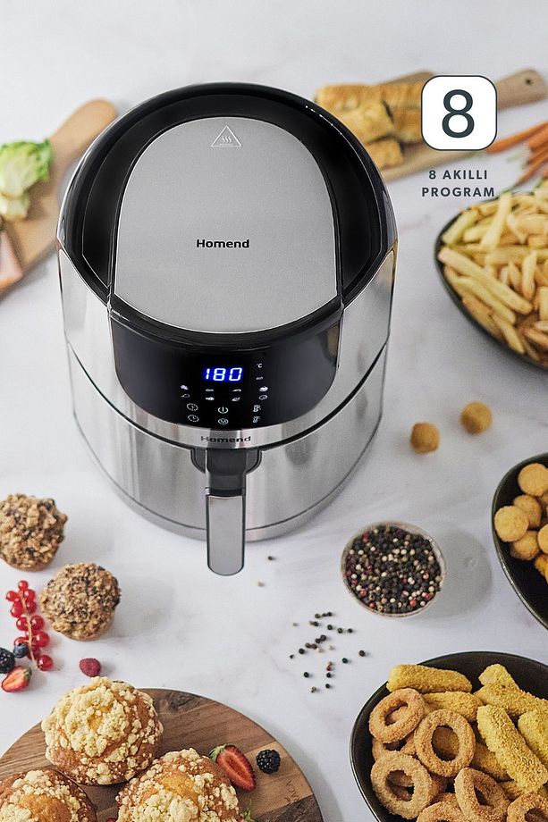 Airfryday 2502H 8 Farklı Program, 5 Litre Dokunmatik Ekranlı Fritöz Inox - 5
