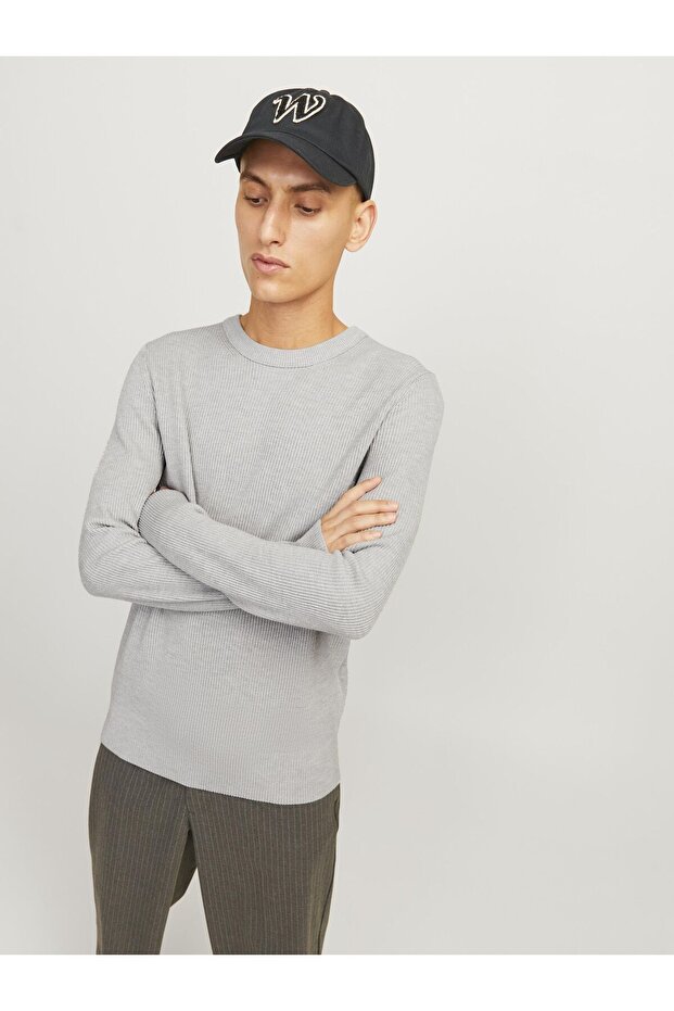 Einfarbig Rundhals Strickpullover - سويت شيرت - 7