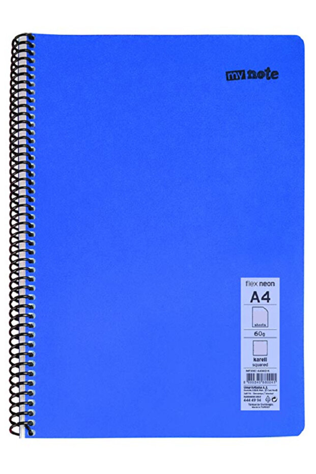 Defter Okul Defteri Spiralli Telli Pp Kapak A4 - 1 Adet Farklı Renklerde - 72 Sayfa Çizgili (1 ADET) - 6