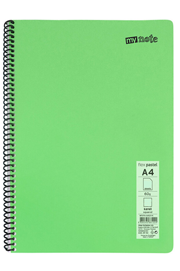 Defter Okul Defteri Spiralli Telli Pp Kapak A4 - 1 Adet Farklı Renklerde - 72 Sayfa Çizgili (1 ADET) - 1