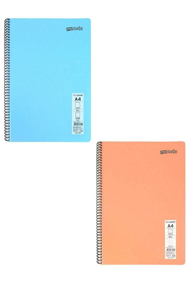 Defter Okul Defteri Spiralli Telli Pp Kapak A4 - 2 Adet Farklı Renklerde - 60 Sayfa Çizgili (2 ADET) - 1