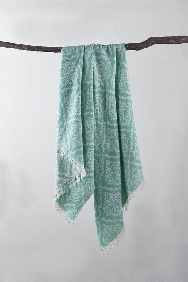 Barok Desenli Yeşil Peştamal - Yumuşak Ve Dayanıklı Modeller - 90 X 170 Cm - 5