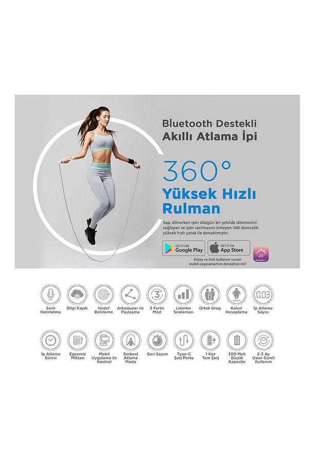Neutron Ayarlanabilir Akıllı Bluetooth Gri Atlama Ipi - 3
