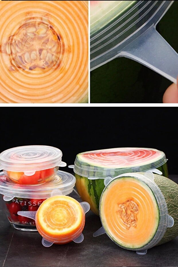 Flexible Shape Stretch Freshness Preserving Caps 6-Piece Food Cap Freshness Preserving Organic Silicone Set