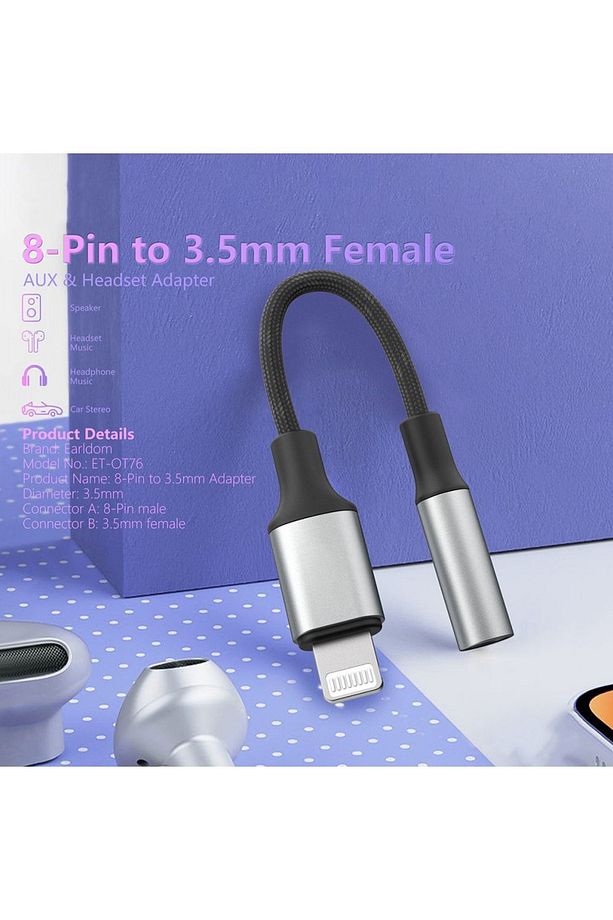 Tak Çalıştır Iphone 7/8/se/x/11/12/13/14 Serileri Uyumlu Aux 3.5mm Kulaklık Jak Dönüştürücü - 7